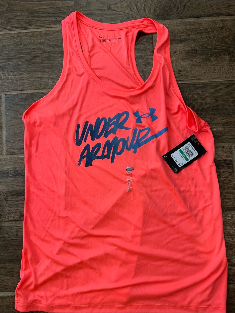 Under Armour Women’s Neon Coral Tank with Navy Logo